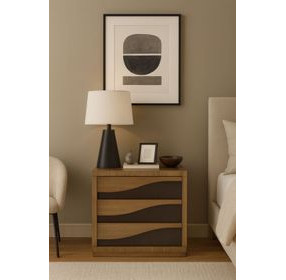 Blue Mallee Brown and Black 3 Drawer Bachelors Chest