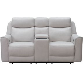 Chester Denisa Soft White Leather 76" Power Reclining Loveseat with Console and USB Charging