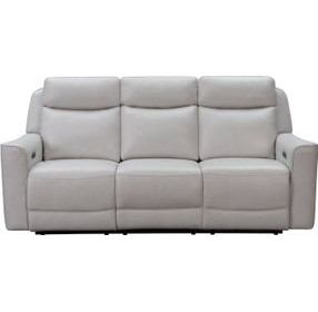 Chester Denisa Soft White Leather Power Reclining Living Room Set with Power Lumbar and USB Charging