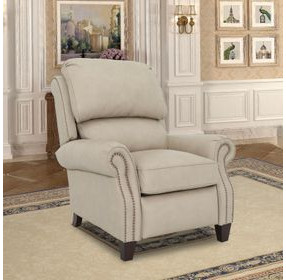 Churchill Cashmere Stone Leather Push Thru The Arms Recliner