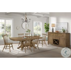 Colonial Oak Weathered Chestnut Trestle Extendable Dining Room Set