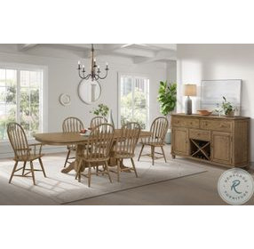 Colonial Oak Weathered Chestnut Arrow Back Arm Chair Set of 2