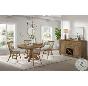 Colonial Oak Weathered Chestnut Pedestal Extendable Dining Room Set