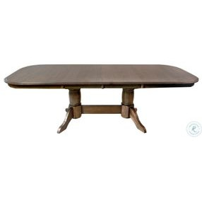 Colonial Oak Weathered Chestnut Trestle Extendable Dining Room Set