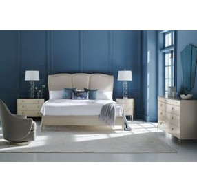 Un-Deux-Trois Soft Silver Paint Performance Fabric Upholstered Platform Bedroom Set
