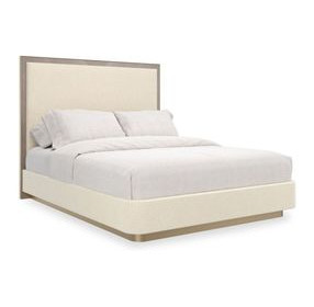 Anthology Beige and Dry Martini Queen Upholstered Panel Bed