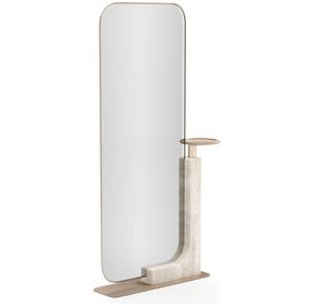 Overlap Travertine and Whisper of Gold Rectangular Floor Mirror