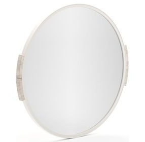 Overlap Latte and Travertine Round Wall Mirror