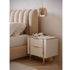 Wish You Were Here Sandstone Almond Milk and Whisper of Gold 2 Drawer Nightstand