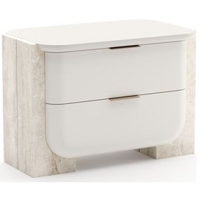 Overlap Latte and Travertine 2 Drawer Large Nightstand