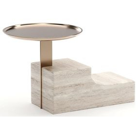 Overlap Travertine and Whisper of Gold Nightstand Base