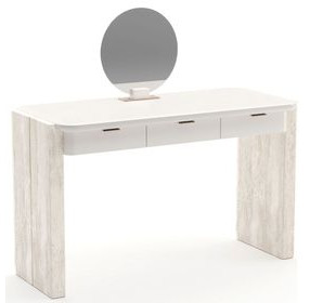 Overlap Latte and Travertine 3 Drawer Vanity with Mirror