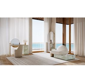 Monaco Almond Milk 4 Drawer Vanity with Mirror