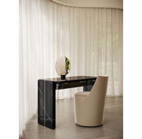 Overlap Piano Black 3 Drawer Vanity with Mirror