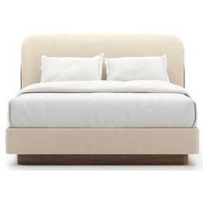 Fleur Ivory and Porcini Upholstered Queen Panel Bed