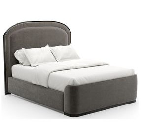 Wanderlust Pewter and Seal Skin Upholstered Queen Panel Bed