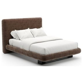 Overlap Dark Taupe Upholstered Queen Panel Bed