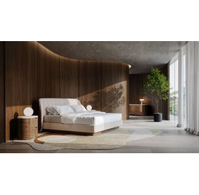 Fleur Porcini and Travertine 2 Drawer Small Nightstand