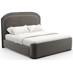 Wanderlust Pewter and Seal Skin Upholstered King Panel Bed