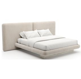 Overlap Ivory Upholstered King 2 Panel Bed