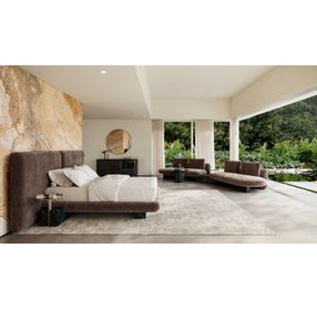 Overlap Piano Black and Nero Marquina Round Wall Mirror