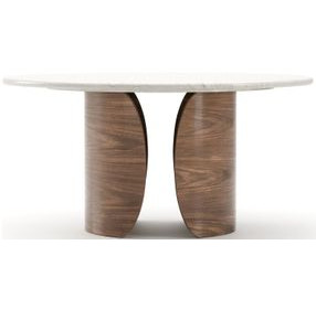 Fleur Porcini and Travertine 60" Round Dining Table