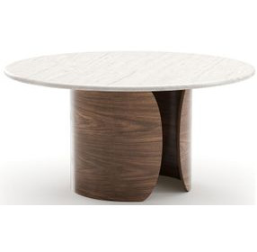 Fleur Porcini and Travertine Round Dining Room Set