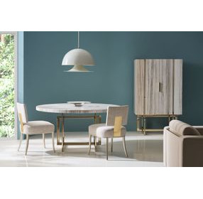 Wish You Were Here Sandstone and Whisper of Gold 60" Round Dining Table