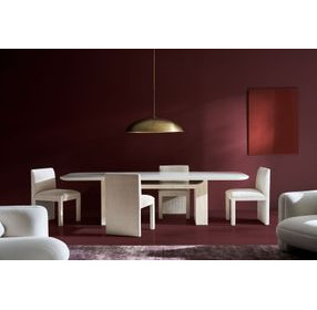 Overlap Latte and Travertine 112" Rectangular Dining Table