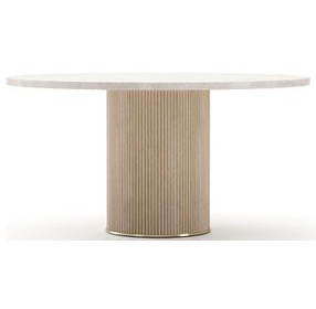 Rhythm Sun Drenched Oak and Travertine 58" Round Dining Table