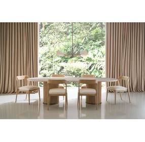 Rhythm Sun Drenched Oak and Travertine 112" Oval Dining Table