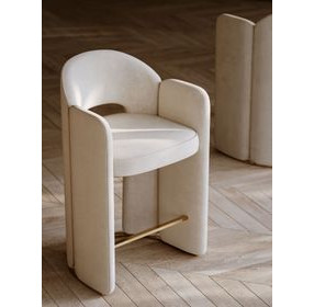 Overlap Ivory Upholstered Barstool