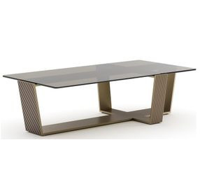 Counter Balance Brushed Gold and Smoked Bronze Glass Top Occasional Table Set