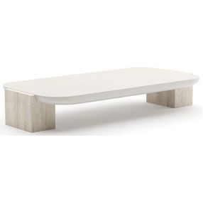 Overlap Latte and Travertine Rectangular Occasional Table Set