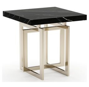 Wish You Were Here Black Marble and Whisper of Gold Square Side Table