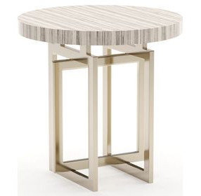 Wish You Were Here Sandstone and Whisper of Gold Round Side Table