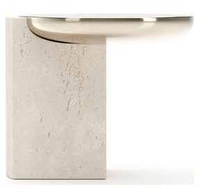 Overlap Travertine and Whisper of Gold Round Side Table