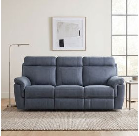 Clifton Blue Double Reclining Sofa With Drop Down Cup Holders