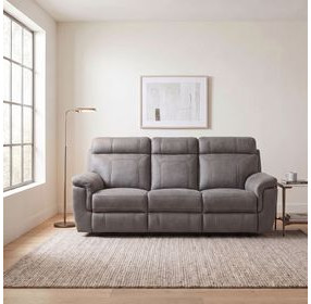 Clifton Gray Double Reclining Sofa With Drop Down Cup Holders