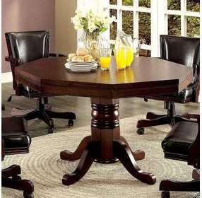 Rowan Cherry Octagonal Dining and Gaming Room Set with Cup Holder