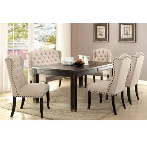 Sania Antique Black and Beige Upholstered Wingback Chair Set of 2