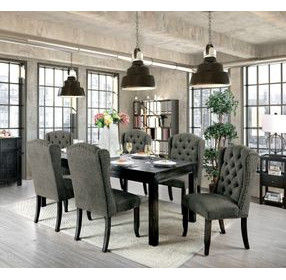 Sania Antique Black and Gray Upholstered Wingback Chair Set of 2