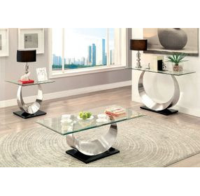 Orla Satin Plated and Black Rectangular Cocktail Table