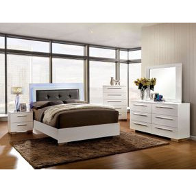 Clementine Glossy White Full Upholstered Panel Bed