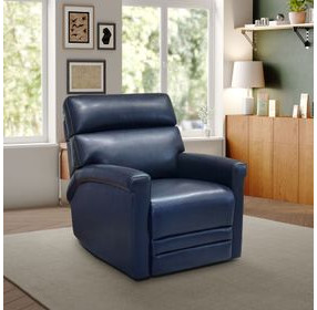 Corbyn Shoreham Blue Leather Power Recliner with Power Headrest and USB Charging
