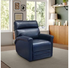 Corbyn Shoreham Blue Leather Power Recliner with Power Headrest and USB Charging