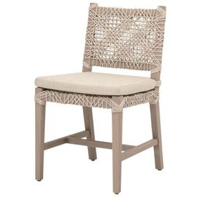 Costa Beige Performance Fabric Outdoor Dining Chair Set of 2