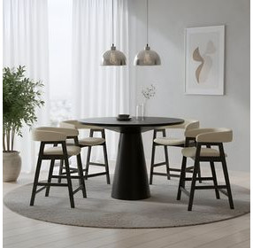 Cove Vintage Black Round Counter Height Dining Room Set