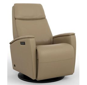 Relax Crown Tan Leather Large Glider Power Recliner with Magnetic Charger