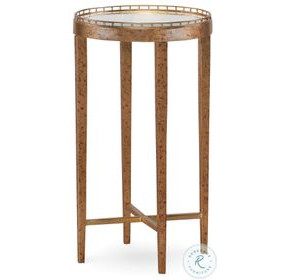Logan Glass And Warm Gold Leaf Brass Round Drink Table